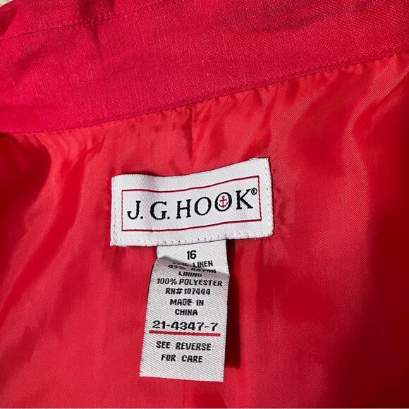 JG Hook Candy Apple Red Women Vintage Linen Blazer size 12 EUC - Picture 5 of 6